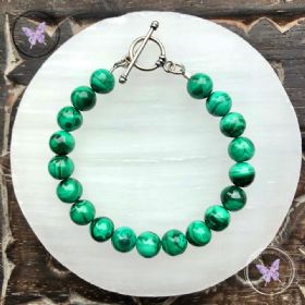 Malachite Bracelet with Silver Toggle Clasp